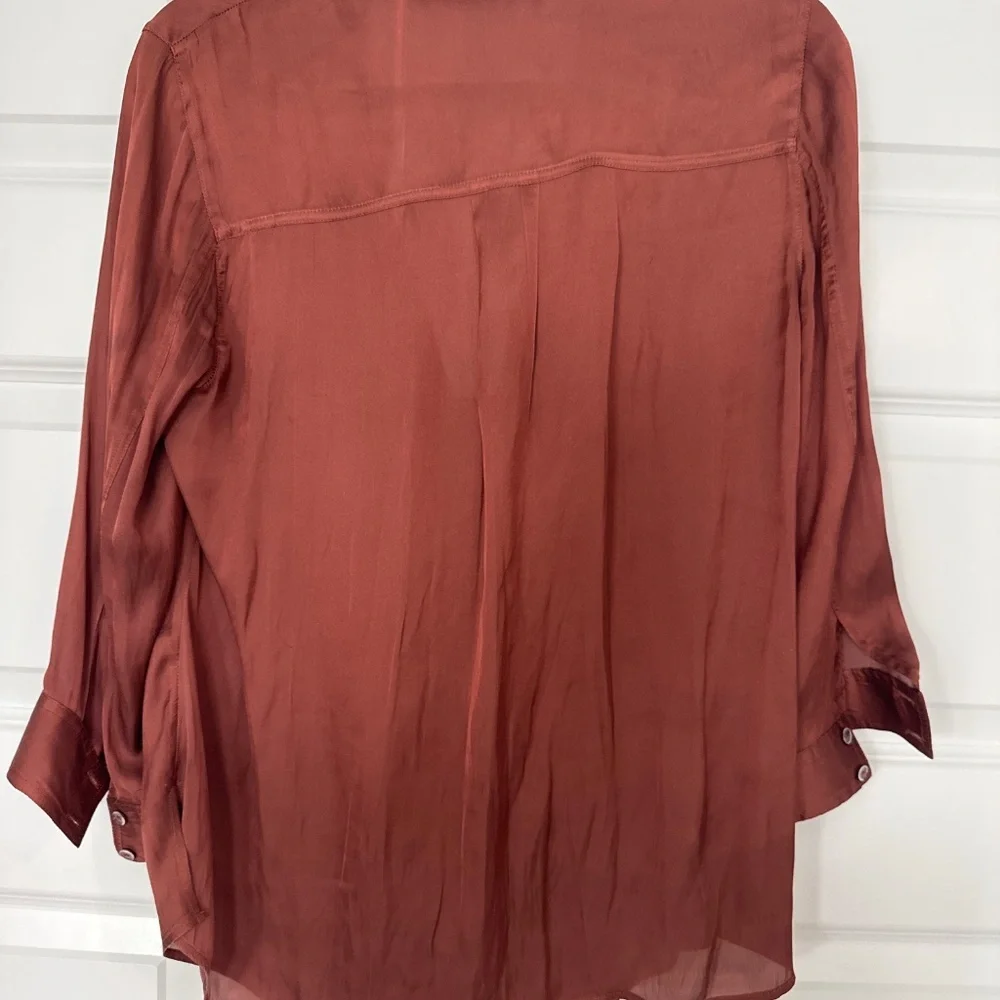 Vince Bronze 3/4 Sleeve Blouse Size 8 - Picture 4 of 4